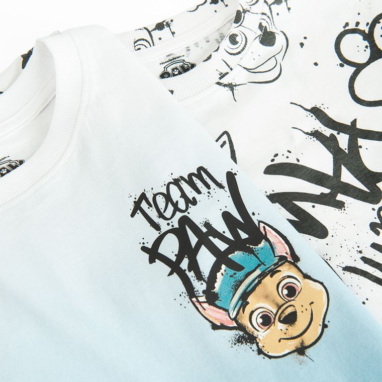 Cool Club, Tricou pentru baieti, alb, set, 2 buc., imprimeu Paw Patrol