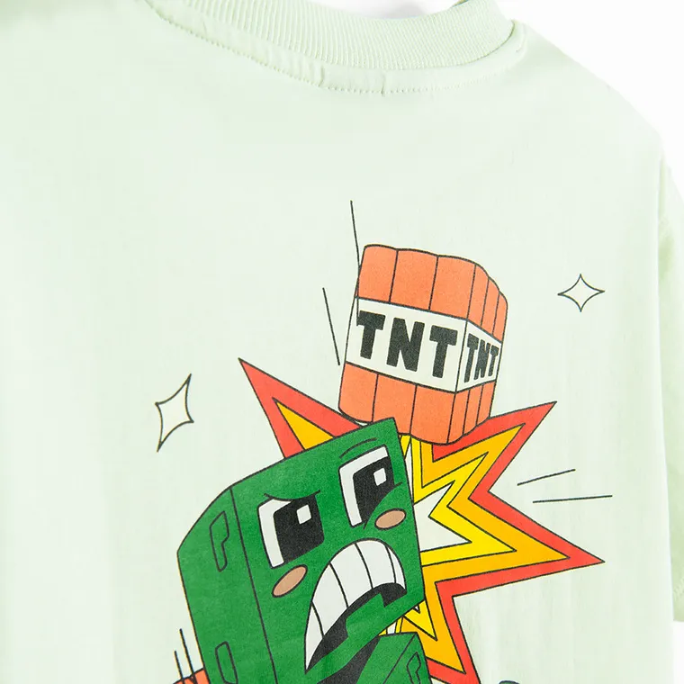 Cool Club, Tricou pentru baieti, verde, imprimeu Minecraft