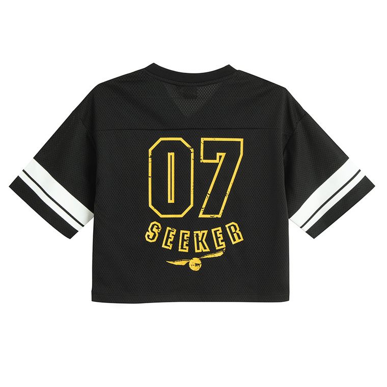 Cool Club, Tricou pentru fete, crop top, negru, imprimeu Harry Potter