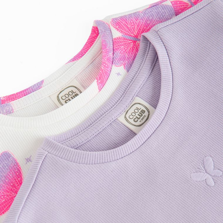 Cool Club, Tricou pentru fete, din tricot striat, mix, set, 2 buc.