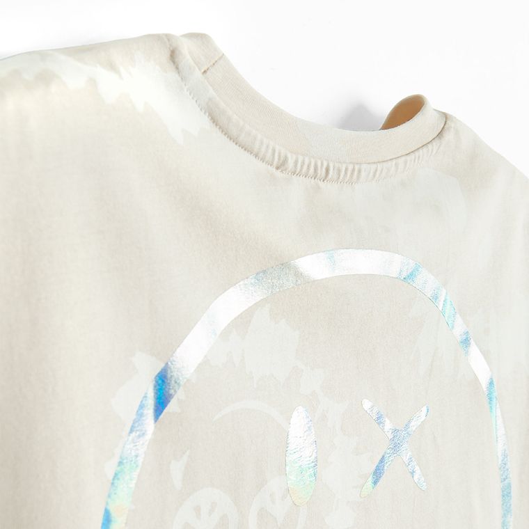 Cool Club, Tricou pentru fete, oversize, bej, imprimeu SmileWorld