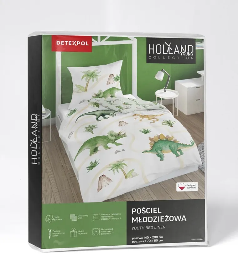 Dinozauri, set lenjerie de pat single, 140-200 cm