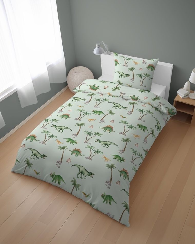 Dinozauri, set lenjerie de pat single, 160-200 cm