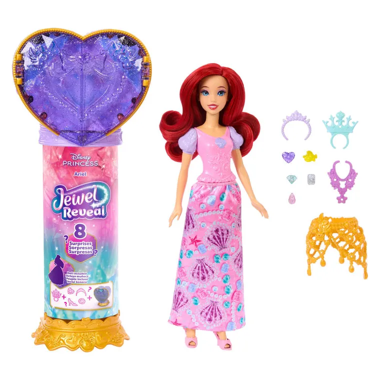 Disney Princess, Jewel Reveal, papusa printesa Ariel cu accesorii