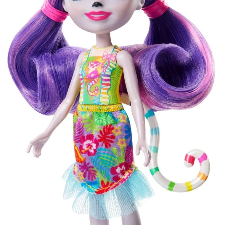 Enchantimals, Lorinda Lemur, papusa si figurine, set de joaca