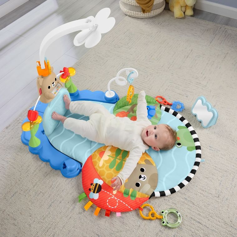 Fisher-Price, Covoras senzorial educativ pentru nou-nascuti si bebelusi 3 in 1, Caruselul stimulativ