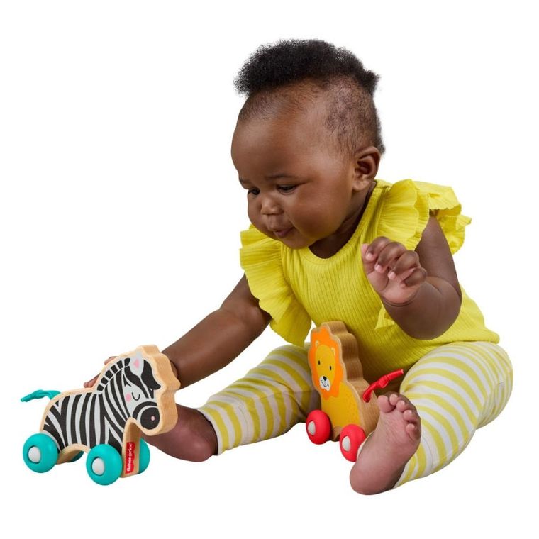 Fisher-Price, Push Along Animals, jucarie din lemn pentru bebelusii