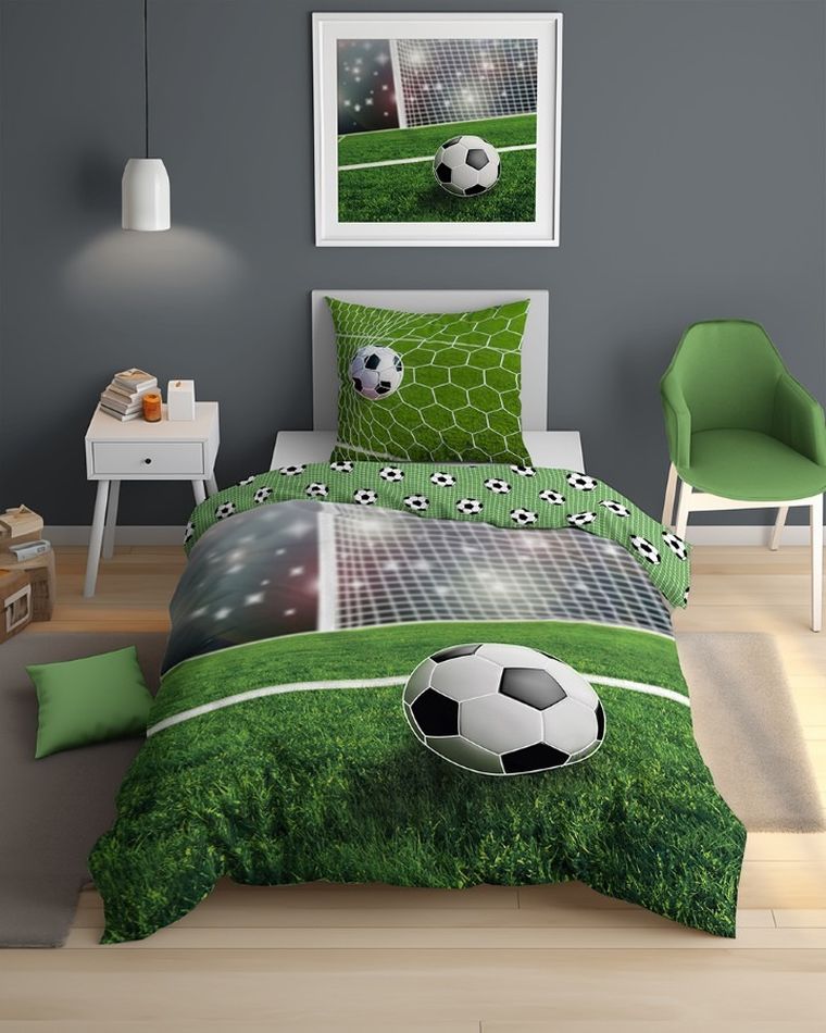 Football, Fluo, set lenjerie de pat, single, 160-200 cm