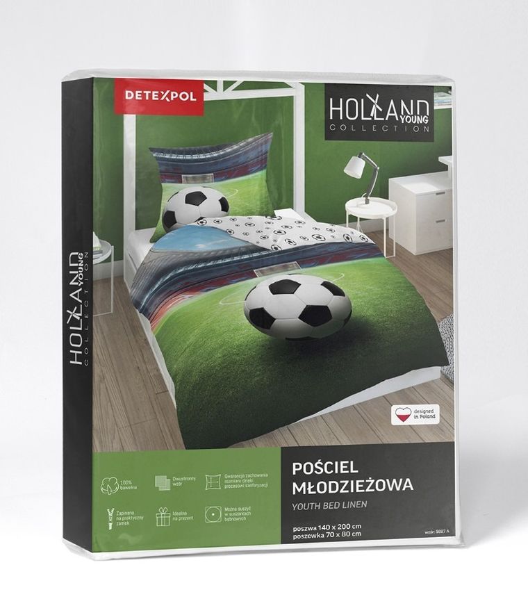 Fotbal, set lenjerie de pat single, 140-200 cm