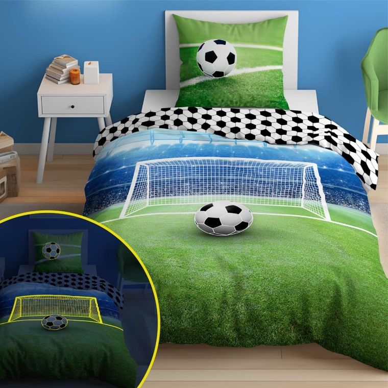 Fotball, set lenjerie de pat single, fluo, 160-200 cm