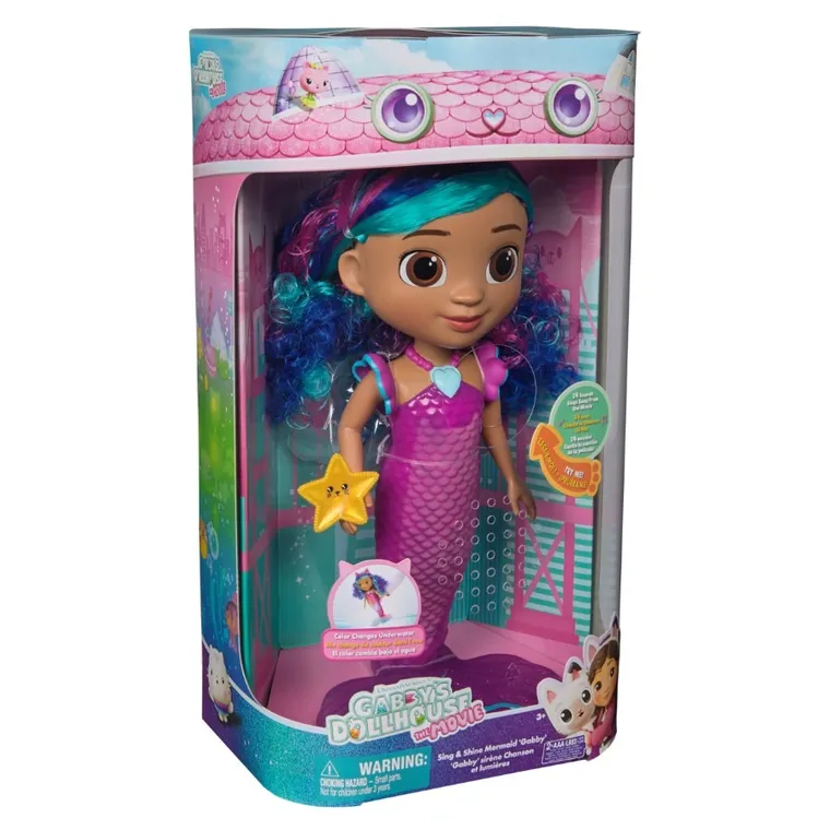 Gabby's Dollhouse, Sing & Shine Mermaid Gabby, papusa interactiva