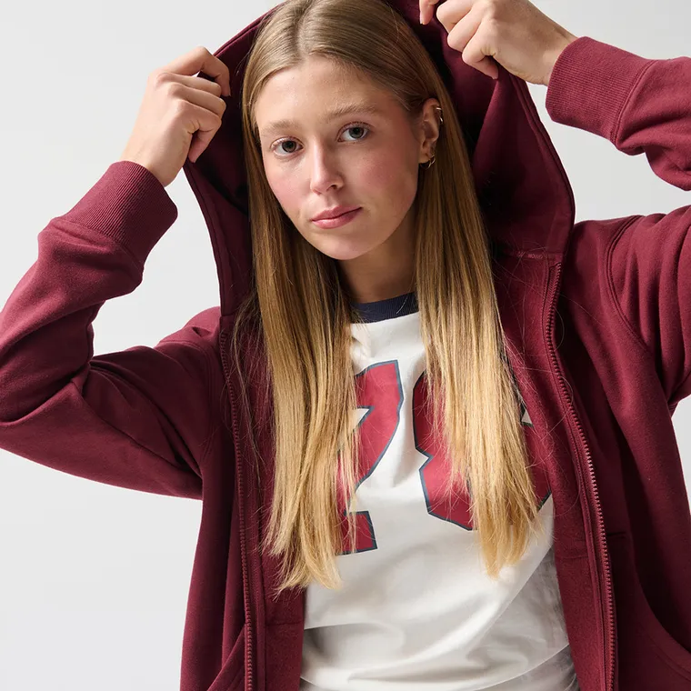 Hanorac oversize bordo cu fermoar unisex NOWEAR