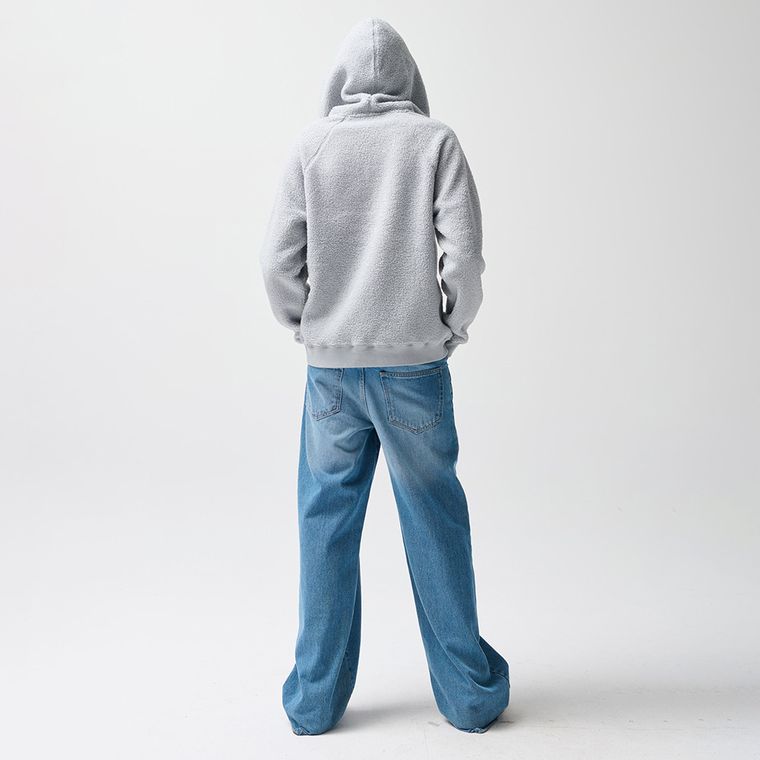 Hanorac sherpa gri cu croiala oversize NOWEAR