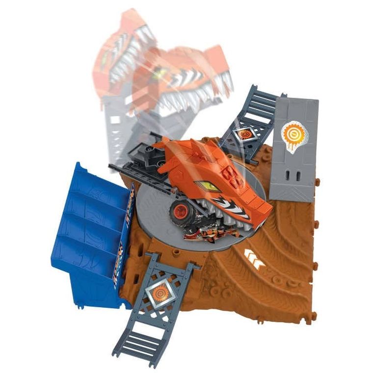 Hot Wheels, Monster Trucks Arena Smashers, Tiger Shark - Spin-out Challenge, set de joaca