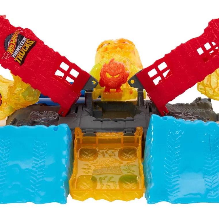 Hot Wheels, Monster Trucks Power Smashers, Torch Tower Takedown, set de joaca cu masina 5-Alarm