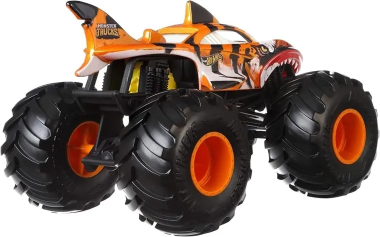 Hot Wheels, Monster Trucks Tiger Shark, masina cu telecomanda, scara 1:24