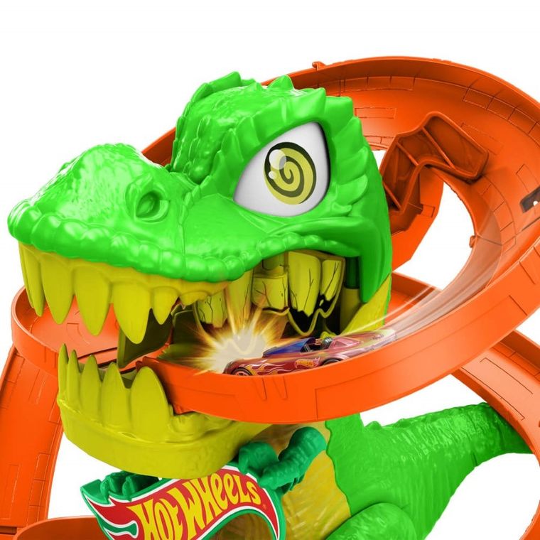 Hot Wheels, T-Rex Blaze Battle, set de joaca cu masina