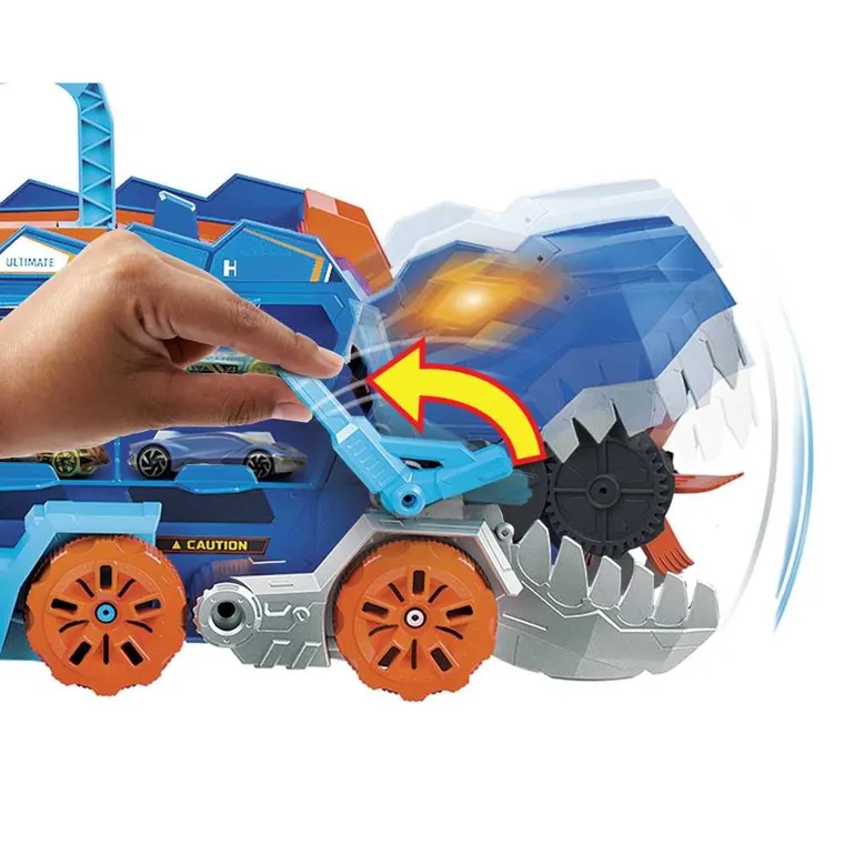 Hot Wheels, T-Rex Mega Transporter, set de joaca cu masina mare