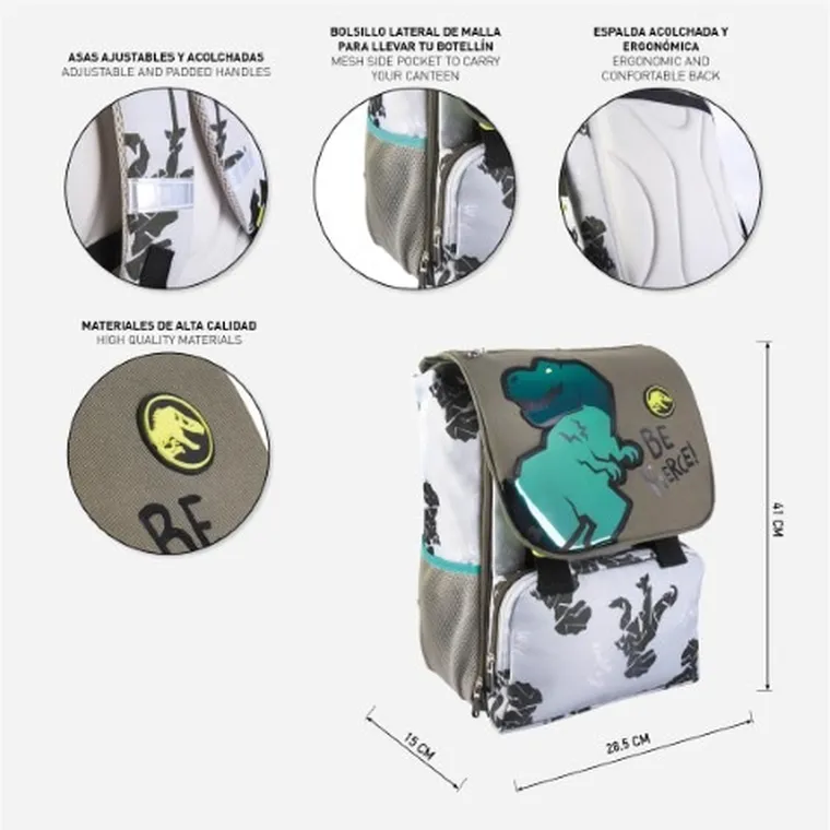 Jurassic Park, rucsac pentru scoala, maro