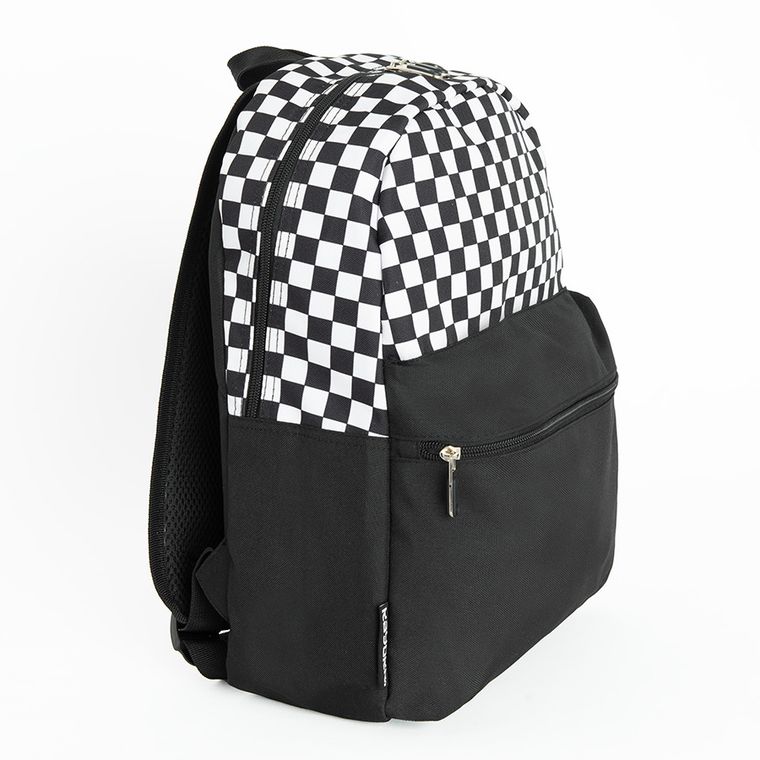 Kayokki, ghiozdan, 1 compartiment, carouri, alb-negru