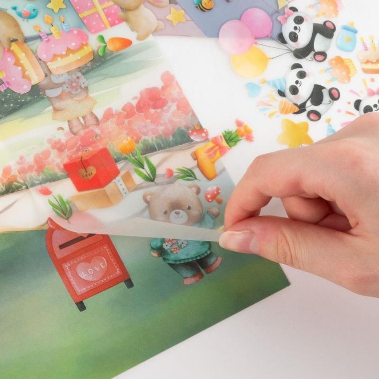 Kidea, autocolant, set creativ, ursuleti de plus