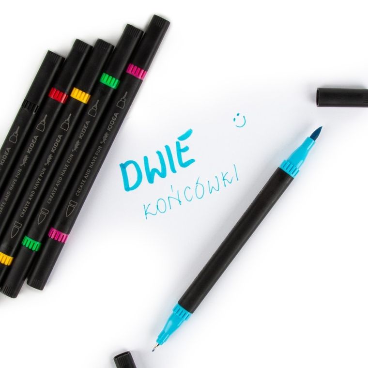 Kidea, marker brush cu liner, 6 culori