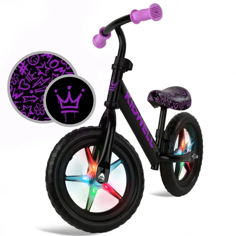 Kidwell, Rebel LED, bicicleta fara pedale, neon roz