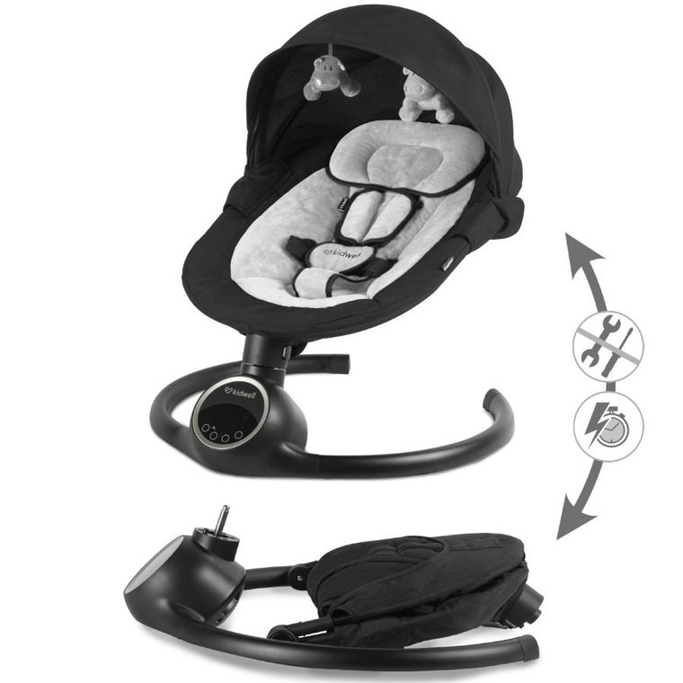 Kidwell, Reve, Scaun electric pentru bebelusi, 2in1, negru-argintiu