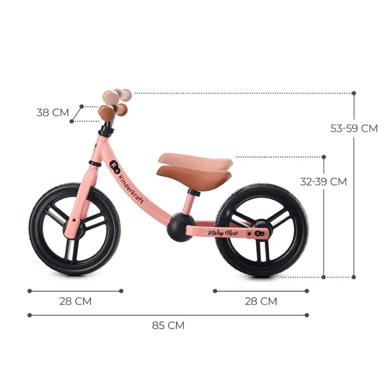 Kinderkraft, 2 Way Next 2022, bicicleta fara pedale, Rose Pink