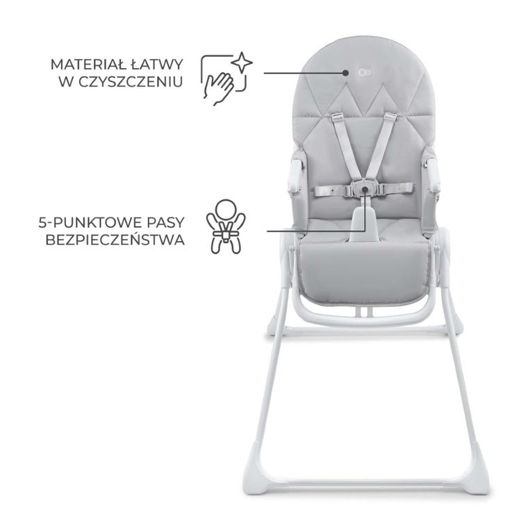 Kinderkraft, Binci, scaun inalt, light grey