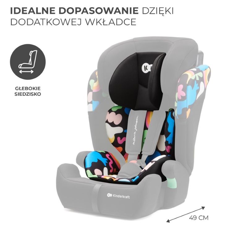 Kinderkraft, Comfort Up, I-size, scaun auto, 76-150 cm, Happy Shapes