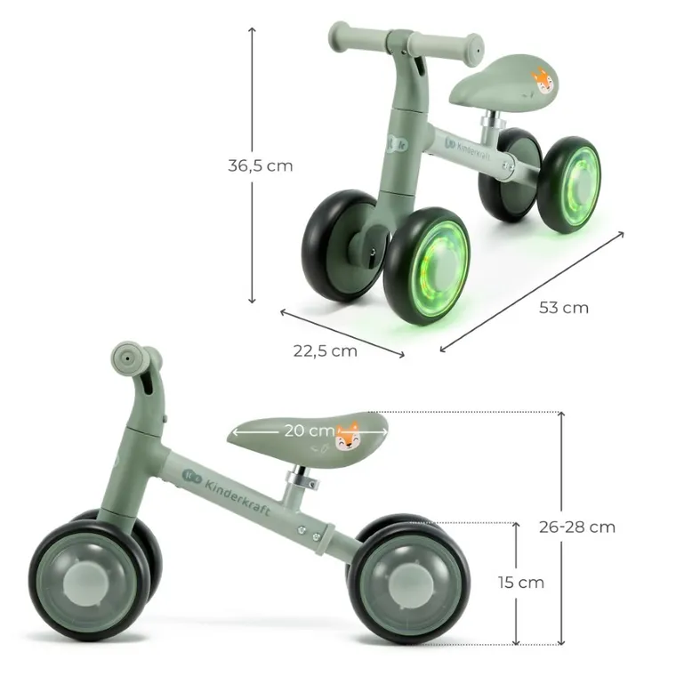 Kinderkraft, Cutie Flash, bicicleta fara pedale, Green