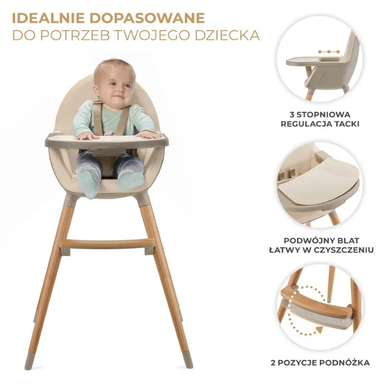 Kinderkraft, Fini 2, scaun de masa, bej