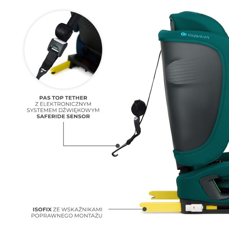 Kinderkraft, FIX2GO, i-Size, scaun auto, Green, 76-150 cm