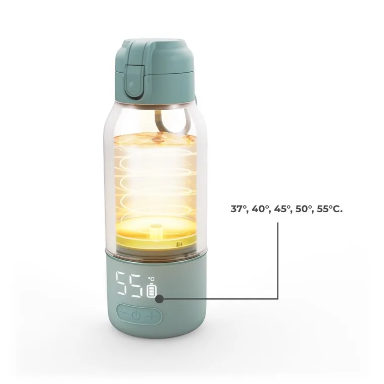 Kinderkraft, Gaja, incalzitor mobil de lapte si termos 2in1, verde, 500 ml