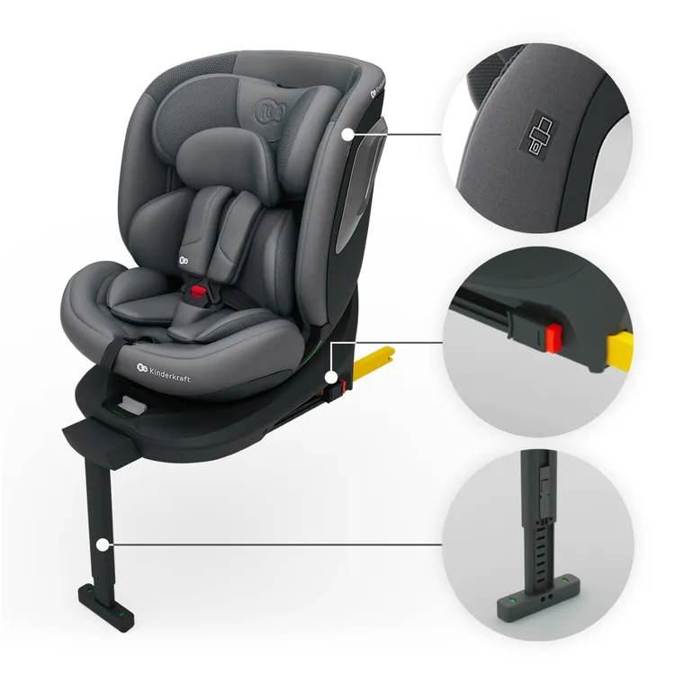 Kinderkraft, I-360 2 Plus, scaun auto, i-Size, gri, 40-150 cm