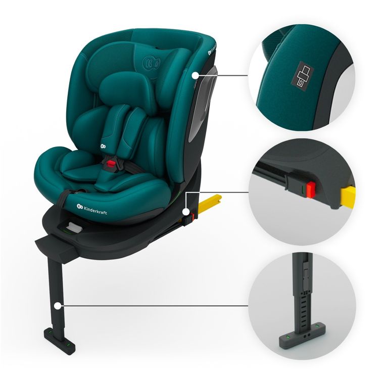 Kinderkraft, I-360 2 Plus, scaun auto, i-Size, verde, 40-150 cm