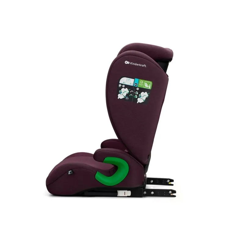 Kinderkraft, Junior Fix 2, I-Size, scaun auto pentru copii, Cherry Pearl, 100-150 cm, 15-36 kg