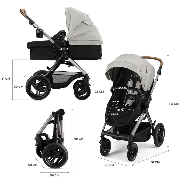 Kinderkraft, Moov 2 XL Air, carucior multifunctional, Moonlight Grey