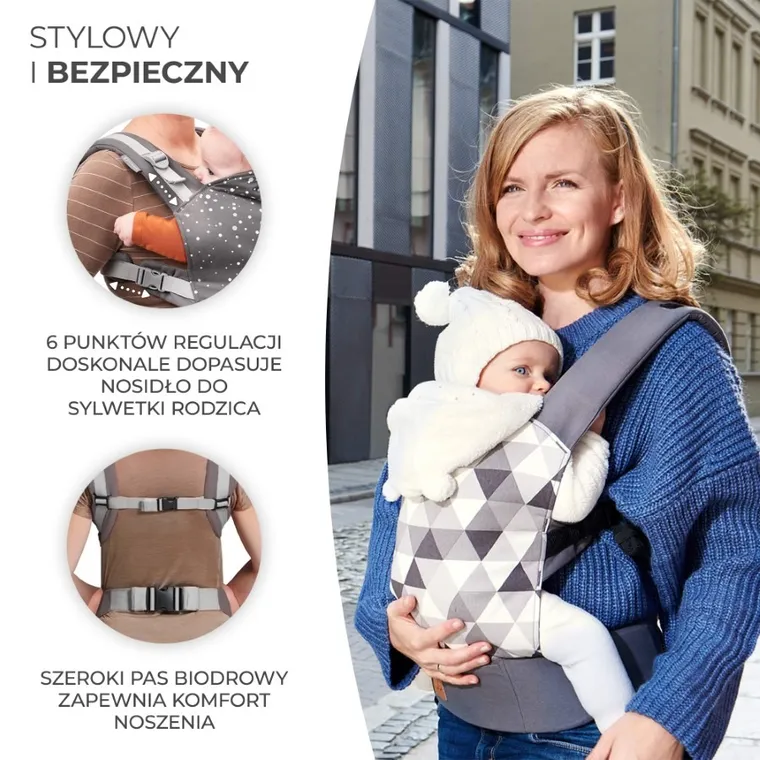 Kinderkraft, Nino Confetti, marsupiu ergonomic pana la 20 kg, denim