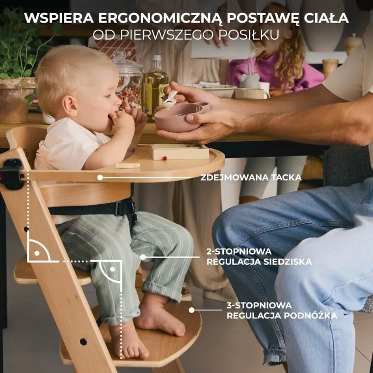 Kinderkraft, scaun de masa Enock + sezlongul Calmee, Grey