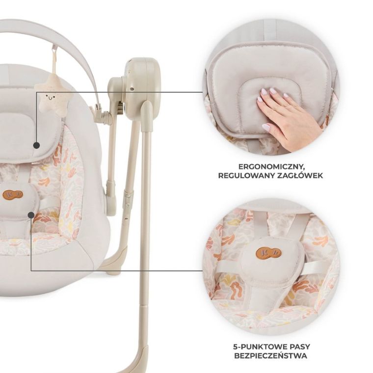 Kinderkraft, Swingee, balansoar electric pentru bebelusi, bej