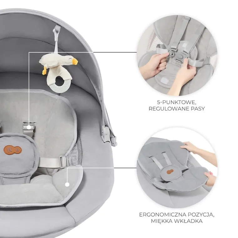Kinderkraft, Tulsy, balansoarul-sezlong electric, grey