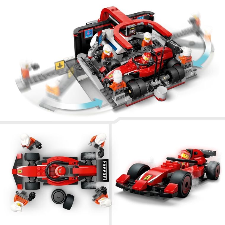 LEGO City, Boxa si mecanici F1 cu masina Ferrari, 60443