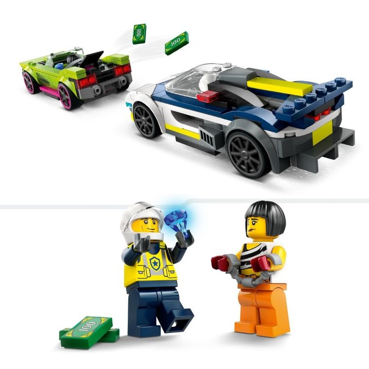 LEGO City, Urmarire cu masina de politie si masina puternica, 60415