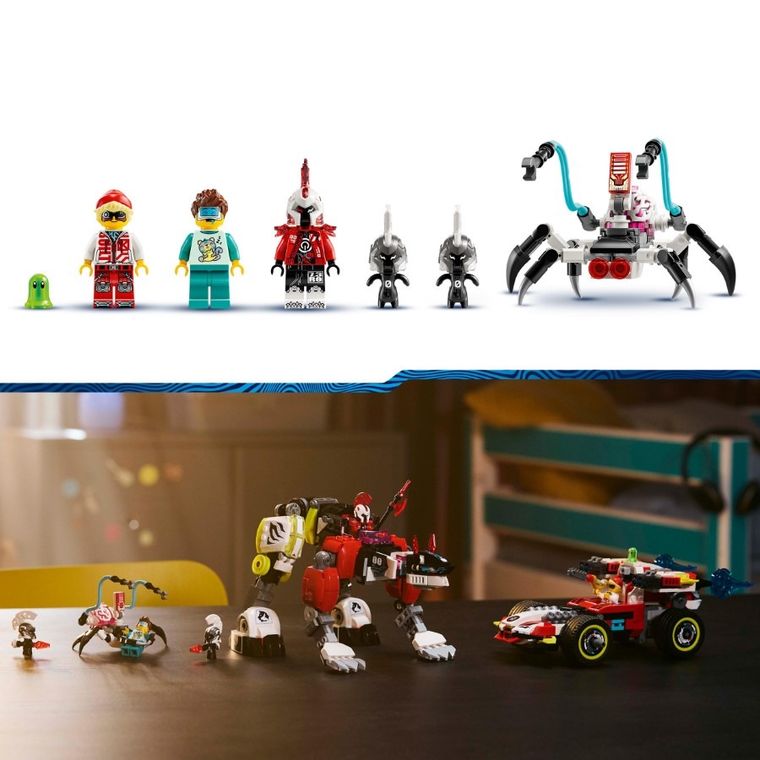 LEGO DREAMZzz, Robotul tigru al lui Cooper si masina hot rod a lui Zero, 71497