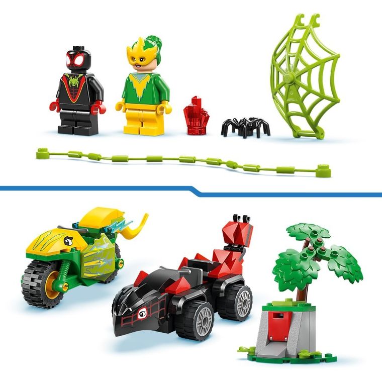 LEGO Marvel, Spin si Electro intr-o urmarire cu dino-vehicule, 11198