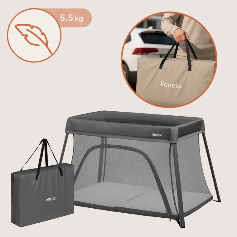 Lionelo, Alice, patut de volaj, 3in1, Grey