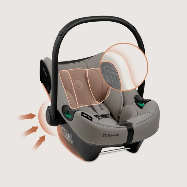 Lionelo, Astrid, i-Size, scaun auto cu baza, Beige Taupe
