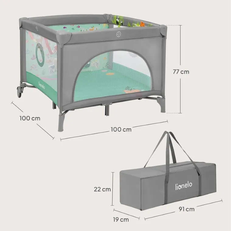 Lionelo, Mille Plus, parcul de joaca pentru copii, Grey Green